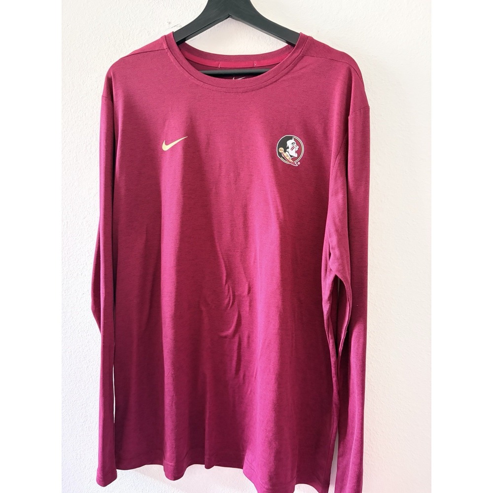Nike Florida State FSU Seminoles Long Sleeve T-Shirt Mens XL Garnet Dri-Fit